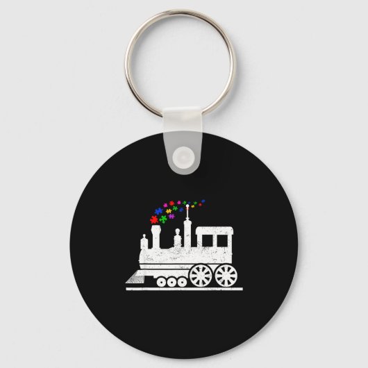 Trein puzzelstuk autisme bewustzijn maand kinderen sleutelhanger (Voorkant)