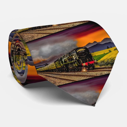 Trein Scène Necktie Stropdas (Opgerold)