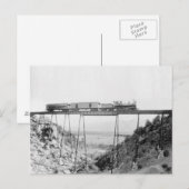 Trein steekt hoge brug over, 1890 briefkaart (Voorkant / Achterkant)