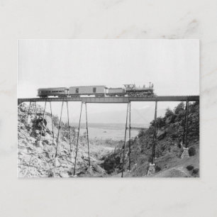 Trein steekt hoge brug over, 1890 briefkaart