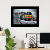 Trein Stoom Spoorweg Steampunk Motor Bestemming Poster (Thuiskantoor)