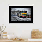 Trein Stoom Spoorweg Steampunk Motor Bestemming Poster (Keuken)