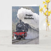  trein stoomlocomotief foto verjaardag kaart (Gele Bloem)