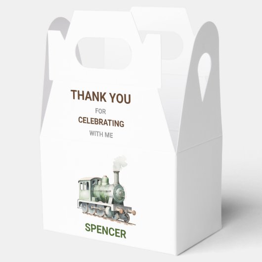 trein-thema gevel geschenkdoos / gunst doos bedankdoosjes (Geopend)