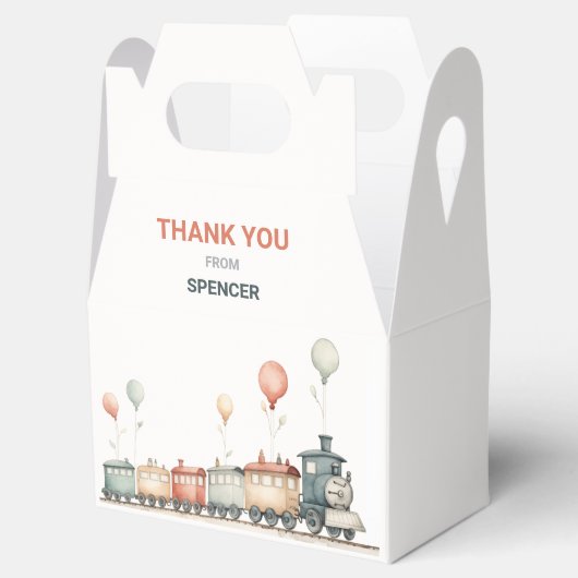 trein-thema gevel geschenkdoos / gunst doos bedankdoosjes (Geopend)