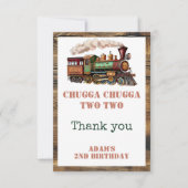 Trein Tweede 2e verjaardagsfeestje Chugga Chugga T Bedankkaart (Voorkant)