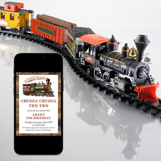 Trein Tweede 2e verjaardagsfeestje Chugga Chugga T Kaart
