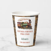 Trein Tweede 2e verjaardagsfeestje Chugga Chugga T Papieren Bekers (Voorkant)