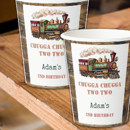 Trein Tweede 2e verjaardagsfeestje Chugga Chugga T Papieren Bekers