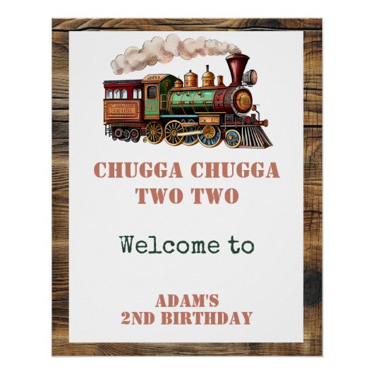 Trein Tweede 2e verjaardagsfeestje Chugga Chugga T Perfect Poster (Voorkant)