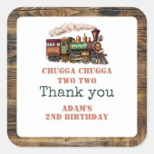 Trein Tweede 2e verjaardagsfeestje Chugga Chugga T Vierkante Sticker (Voorkant)