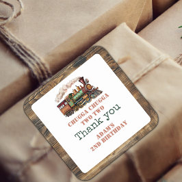 Trein Tweede 2e verjaardagsfeestje Chugga Chugga T Vierkante Sticker