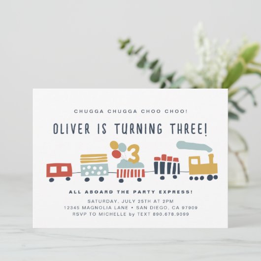 Trein uitnodigen · Chugga Chugga Choo Choo · 3 jaa Kaart (Staand voorkant)