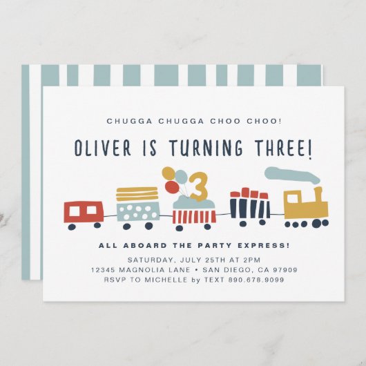 Trein uitnodigen · Chugga Chugga Choo Choo · 3 jaa Kaart (Voorkant / Achterkant)