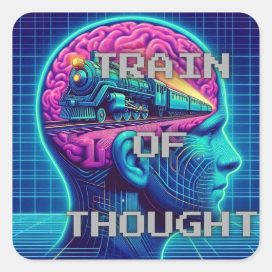 Trein van denken vierkante sticker (Voorkant)