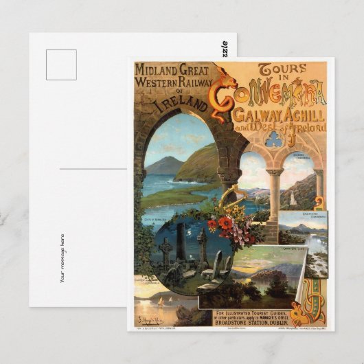 trein van Ierland reizen Briefkaart (Voorkant / Achterkant)