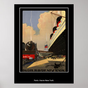 Trein van Parijs naar het Poster van Havre en New 