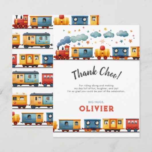 Trein Verjaardag Bedankt Card (Voorkant / Achterkant)
