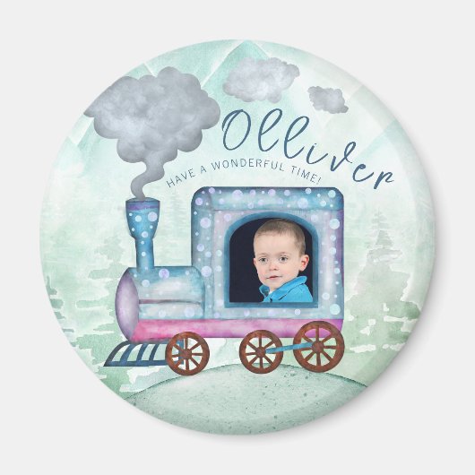 Trein Verjaardag Chugga Chugga Twee foto's Magneet (Voorkant)