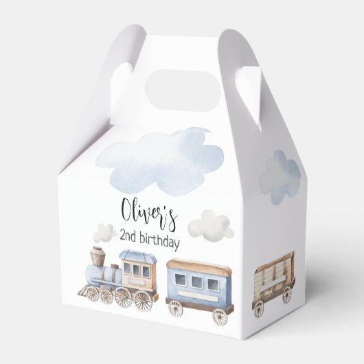 Trein Verjaardag Chugga Chugga Twee gunst box Bedankdoosjes (Voorkant Zijde)