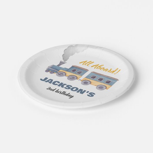 Trein Verjaardag Chugga Chugga Twee Papieren Bordje (Gekanteld)