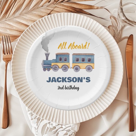Trein Verjaardag Chugga Chugga Twee Papieren Bordje