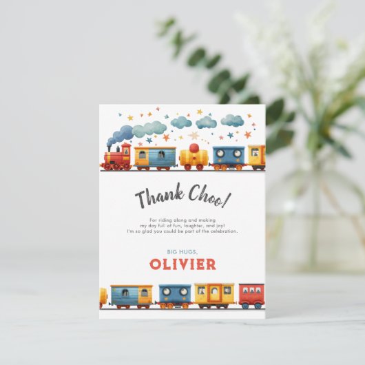 Trein Verjaardag Dank Je Kaart (Staand voorkant)