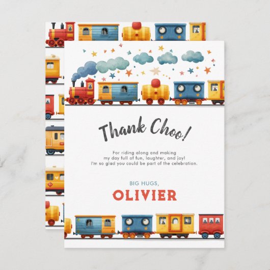 Trein Verjaardag Dank Je Kaart (Voorkant / Achterkant)