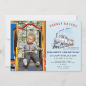 Trein Verjaardag Foto uitnodigen Chugga Chugga the Kaart (Voorkant)