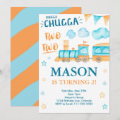 Trein Verjaardag Nodig Chugga Chugga Twee Twee Kaart (Voorkant / Achterkant)