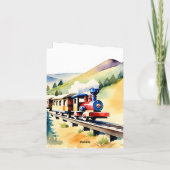 Trein verjaardag schattige teddybeer rijden speelg kaart (Achterkant)