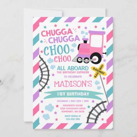 Trein Verjaardag Uitnodigen Chugga Chugga Choo Cho Kaart (Voorkant)