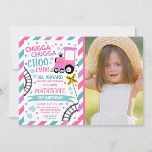 Trein Verjaardag Uitnodigen Chugga Chugga Choo Cho Kaart (Voorkant)