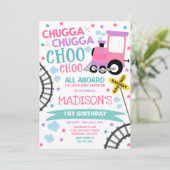 Trein Verjaardag Uitnodigen Chugga Chugga Choo Cho Kaart (Staand voorkant)