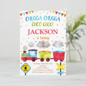 Trein Verjaardag Uitnodigen Chugga Chugga Choo Cho Kaart (Staand voorkant)