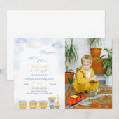 Trein Verjaardag uitnodiging met foto (Voorkant / Achterkant)