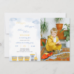 Trein Verjaardag uitnodiging met foto