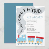 Trein Verjaardag Uitnodiging, Trein 2e Verjaardag Kaart (Voorkant / Achterkant)