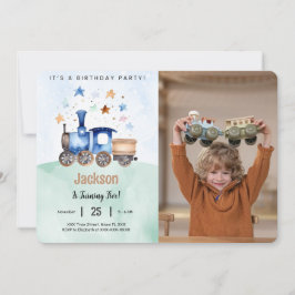 Trein Verjaardagsfeestfoto Kaart
