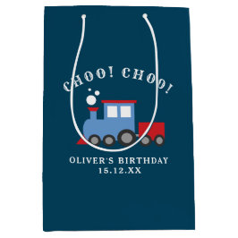 Trein verjaardagsfeestje cadeauzak medium cadeauzakje