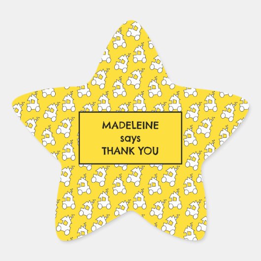 Trein Verjaardagsfeestje Goody Bag Ster Sticker (Voorkant)