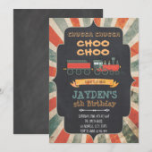 trein verjaardagsfeestje Uitnodiging (Voorkant / Achterkant)