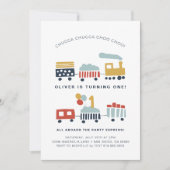 Trein Verjaardagsfeestuitnodiging · Leeftijd 1 Kaart (Voorkant)