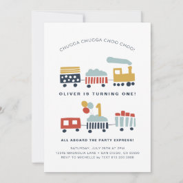 Trein Verjaardagsfeestuitnodiging · Leeftijd 1 Kaart