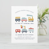 Trein Verjaardagsfeestuitnodiging · Leeftijd 1 Kaart (Staand voorkant)