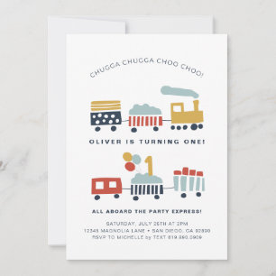 Trein Verjaardagsfeestuitnodiging · Leeftijd 1 Kaart