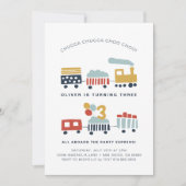 Trein Verjaardagsfeestuitnodiging · Leeftijd 3 Kaart (Voorkant)