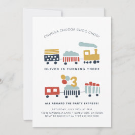 Trein Verjaardagsfeestuitnodiging · Leeftijd 3 Kaart