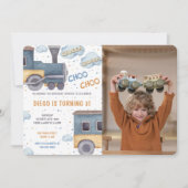 Trein verjaardagsfoto uitnodigingen (Voorkant)