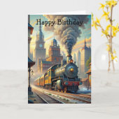 Trein Verjaardagskaart Kaart (Gele Bloem)